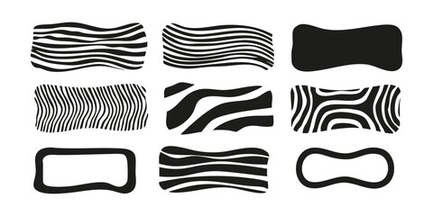 Poster - Abstract Wavy And Geometric Shapes Set. Modern Design Elements Collection. Isolated Vector Illustration