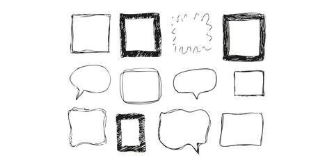 Poster - Hand-Drawn Speech And Thought Bubbles Set. Creative Communication Elements Collection. Isolated Vector Illustration