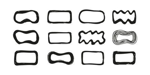 Poster - Hand-Drawn Abstract Frame Set. Creative Border Design Collection. Isolated Vector Illustration