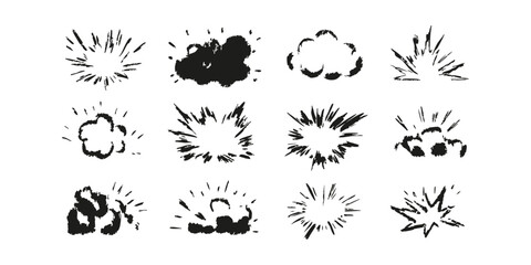 Poster - Explosion And Smoke Effect Icons Set. Dynamic Energy Burst Collection. Isolated Vector Illustration