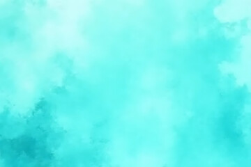 Poster - Abstract turquoise watercolor background with soft cloud-like textures and varying shades of blue and green tones for design