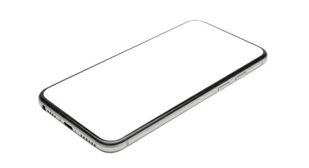 Isometric View of a Modern Smartphone with Blank Screen on transparent background