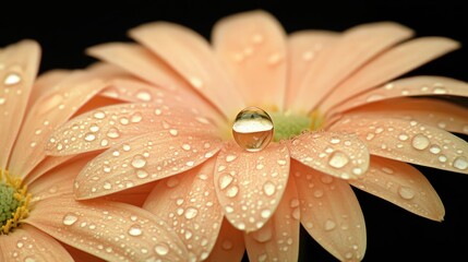 Poster - Delicate Pink Daisy Flower with Water Droplets on Petals