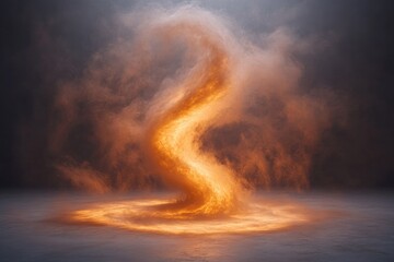 Wall Mural - fiery vortex swirling in smoky darkness, a mesmerizing and powerful spectacle of nature's fury.