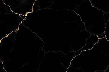 Poster - Black marble texture with golden veins abstract background pattern luxury design elegant surface decorative material