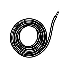 Poster - Illustration of a coiled black cable with a visible end on a plain white background in vector format