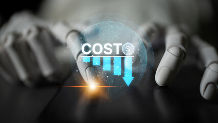 Poster - AI drives cost reduction with automation, smart resource tracking, and financial efficiency tools for optimized business operations. Artificial intelligence spline