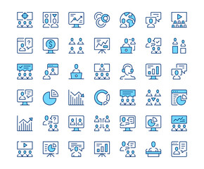 Poster - Presentation icons. Vector line icon set. Modern outline design. Blue concept