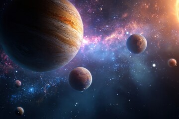 Wall Mural - exploring the vast expanse of outer space filled with distant planets, brilliant stars, and a colorf