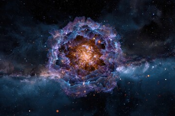 Poster - Vivid cosmos wallpaper showcases an explosion of color and light created using generative AI technology exploring the wonders of the universe and celestial formations