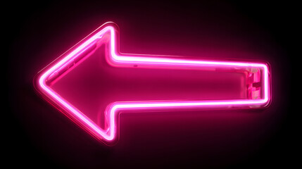 Poster - Bright pink neon arrow pointing right with a transparent background