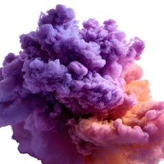 Poster - Colorful cloud of purple and orange smoke swirling in artistic display in a bright environment