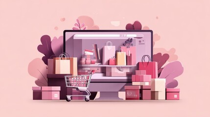 Poster - Online shopping abstract concept vector illustrations., no logos, no brands