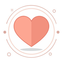 Fototapete - Stylized heart illustration inside a circular frame with dots and lines on a black background.