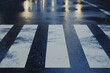 © tayyaba - Twilight city road with soft rain and gleaming crosswalk lines