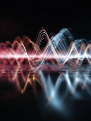 Poster - Data technology background, music sound wave abstract background concept illustration