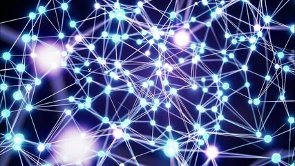 Poster - Visual of illuminated nodes interconnected by lines, showcasing dynamic data flow. Abstract background emphasizes technology and innovation