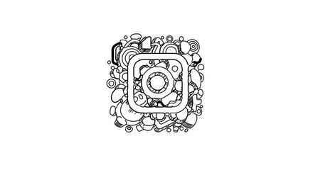 Poster - Social network icon doodle art abstract vector illustration with circles and shapes for creative design projects and backgrounds vector