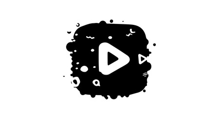 Fototapete - Social network icon play button vector icon design for video streaming and media player with creative black and white style vector