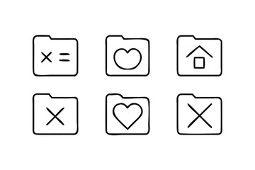 Poster - Folder Icons with Math Heart and Home Symbols graphic