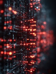 Poster - glowing matrix of secure network nodes and encrypted data streams