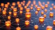 © Alviana - Glowing orange cubes interconnected by a network of lines, representing data flow or a complex system.