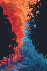 Poster - Abstract representation of two opposing forces with vibrant colors and geometric forms