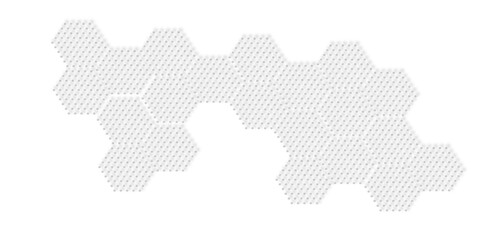 Poster -  hexagons filled with small gray dots in a cluster shape white background with a pattern.