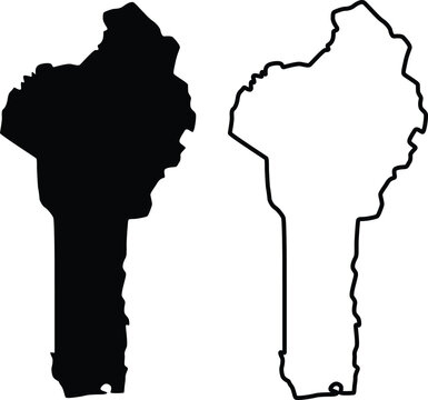 Benin country silhouette map flat and outline design