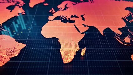 Aufkleber - Visualizing global data trends with vibrant colors and dynamic charts across continents in a digital format