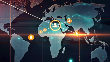 Aufkleber - Exploring global data connections and trends through a modern digital map with interactive elements and visualized information in a tech-driven environment