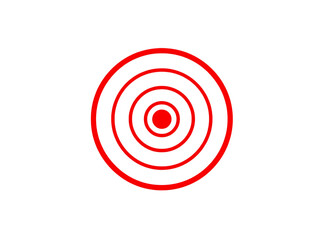 Poster - A red target with concentric circles on a black background with a pixelated effect visible throughout created with generated ai