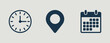 © Stock Nest - Clock location and calendar icons representing time place and schedule