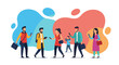 © Eternal - Diverse group of people using smartphones and tablets, ideal for technology, communication, or social media marketing.