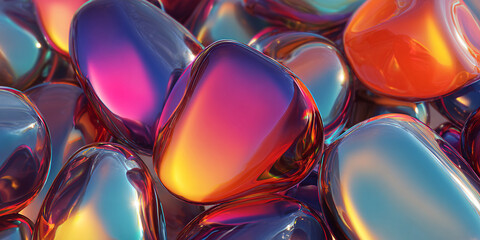 Poster - Abstract background of glass pebbles. multicolored pebbles. gradient. banner.