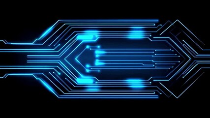 Wall Mural - circuit board with digital connections in motion. technological network connection structure