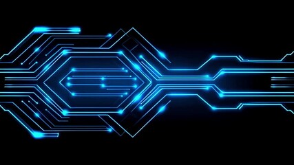 Wall Mural - circuit board with digital connections in motion. technological network connection structure