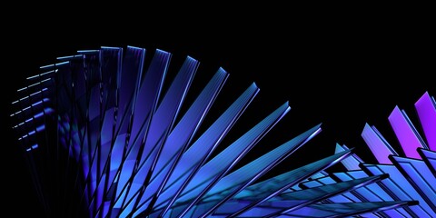 Poster - Futuristic glass structure on black background, 3d render