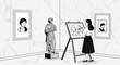 © ANNISA - Woman Artist Drawing Portrait In Art Gallery With Classical Sculpture