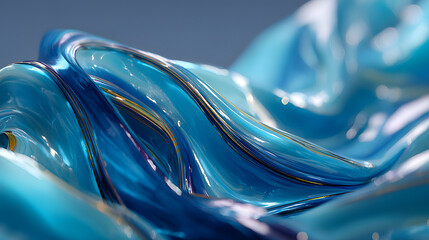 Poster - Abstract Blue Liquid Metal: A Digital Art Exploration
