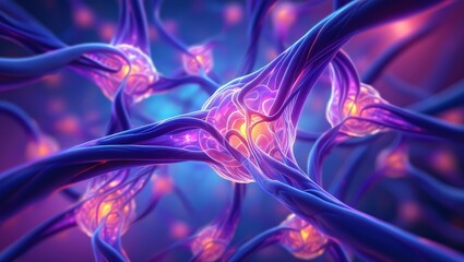 Poster - Neural networks transmit information through nerve impulses, creating connections across various regions of the nervous system and enabling complex communication pathways within the brain