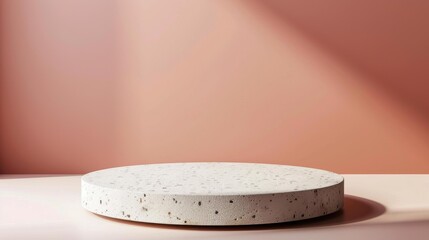 Poster - Elevate your cosmetics with a stunning stone podium that casts dynamic shadows for an eyecatching display. Perfect for presentations