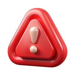 Poster - 3d red warning sign with exclamation mark isolated on transparent background