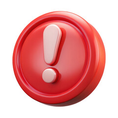 Poster - 3d red exclamation mark icon isolated on transparent background