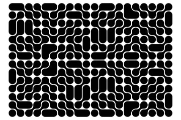 Wall Mural - Metaball pattern. Circuit texture. Black liquid drops or morph shapes. Organic blobs or nano molecular structure. Modern abstract print with connected dots. Vector graphic illustration.