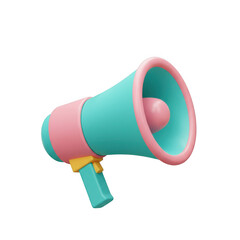 Poster - 3d retro megaphone announcement device isolated on transparent background