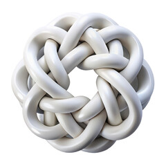 Poster - White knot sculpture celtic knotwork intertwined rings modern art design abstract geometric shape pattern 3d