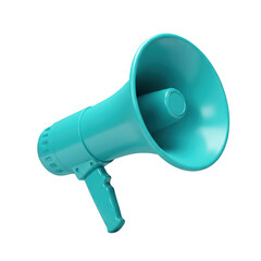 Poster - 3d teal megaphone isolated on transparent background