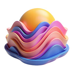 Poster - Abstract colorful waves with sun background wallpaper illustration design element art render texture 3d