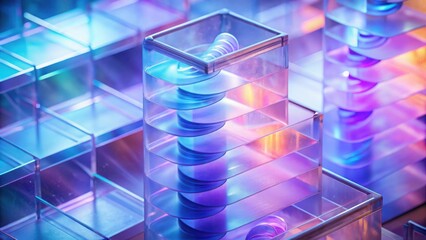 Poster - Abstract futuristic geometric structure with swirling blue and purple lights